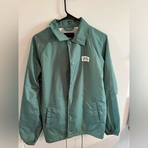 Vans Off The Wall Green Jacket Windbreaker Nylon Snaps Men Size S